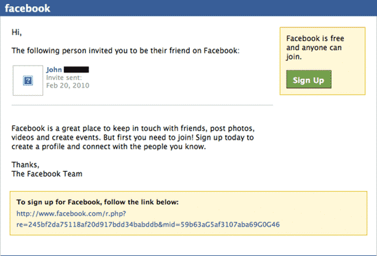 Facebook invitation reminder email