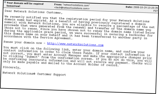 Network Solutions phishing email