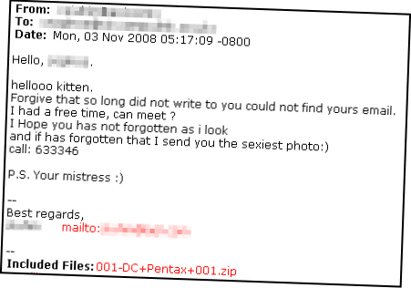 Malicious hello kitten email