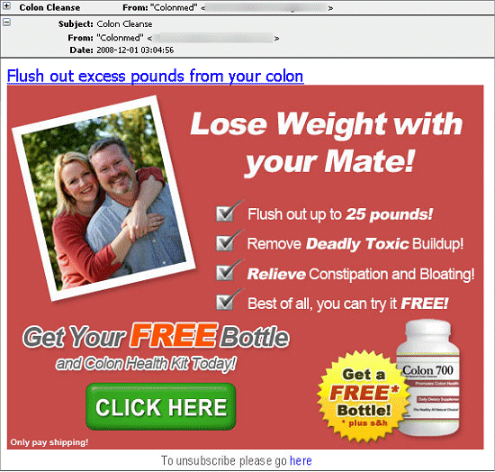 Weight loss spam