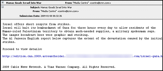 Email pretending to come from CNN Email pretending to come from CNN