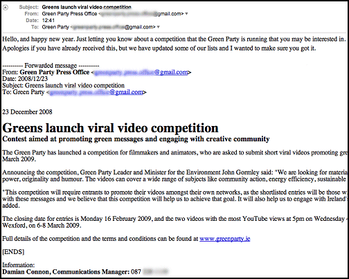 Green Party spam
