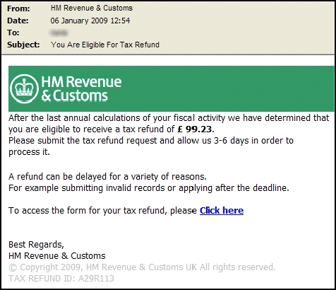 HMRC phishing email