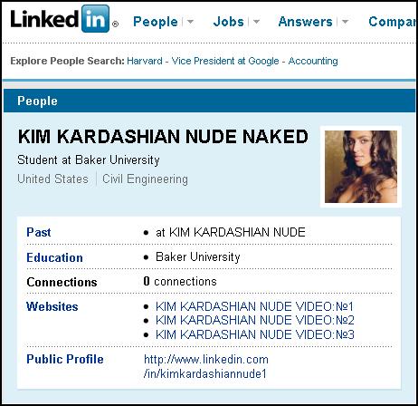 Kim Kardashian naked on LinkedIn