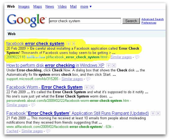 Google search results for Error Check System Google search results for Error Check System