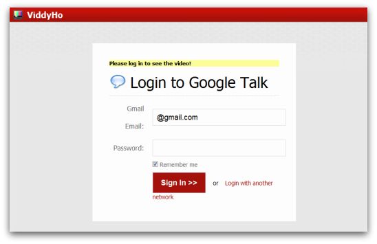 Viddyho phishing page
