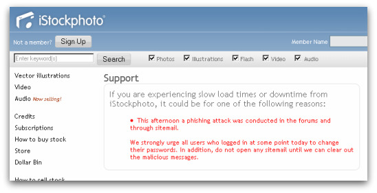 Warning from iStockphoto