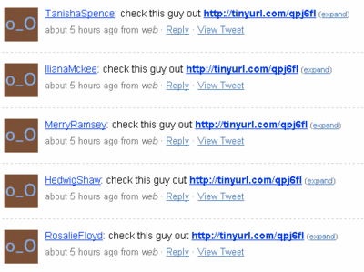 Animated GIF of other Twitter accounts trying to phish details from unwary users