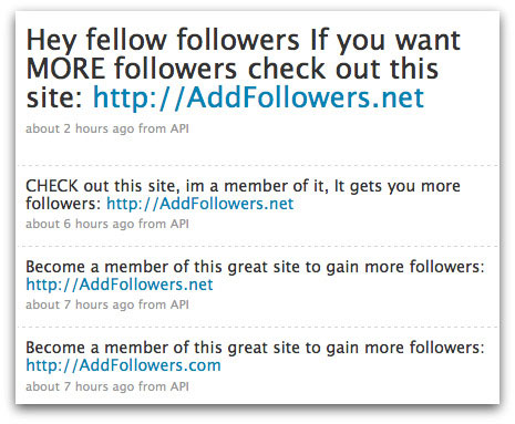 AddFollowers Twitter spam
