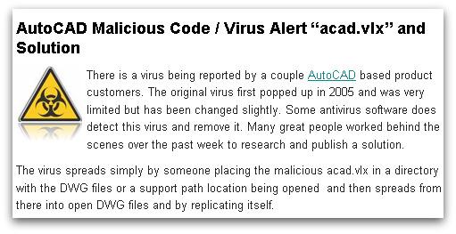 AutoCAD virus alert AutoCAD virus alert