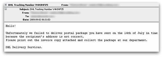 DHL malware email