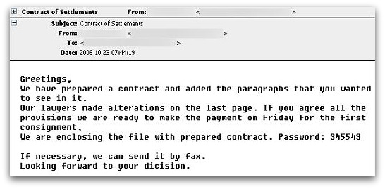 Dangerous contract of settlements emails Dangerous contract of settlements emails
