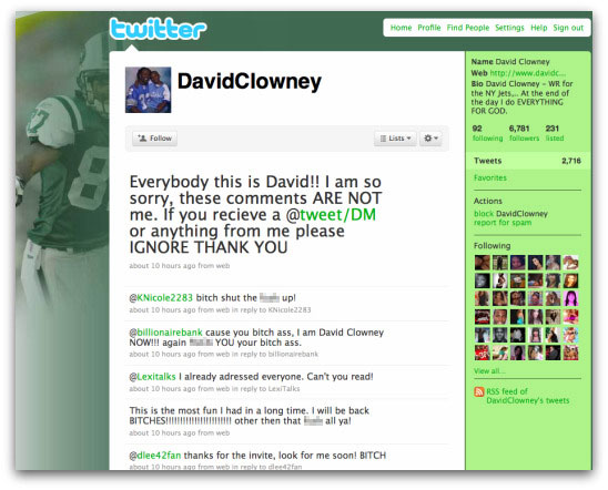 Twitter account of David Clowney Twitter account of David Clowney