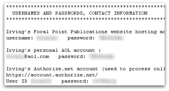 Usernames and passwords used by David Irving Usernames and passwords used by David Irving