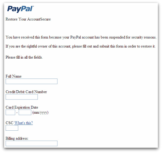 PayPal phishing
