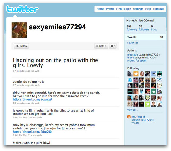 Ashlee's Twitter page