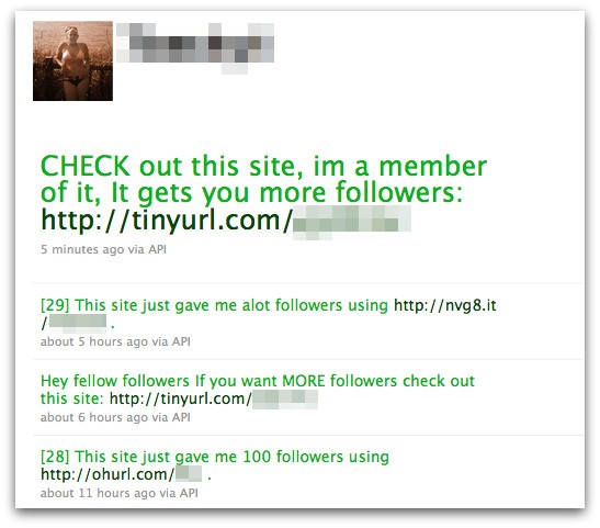 Tweets promoting the website