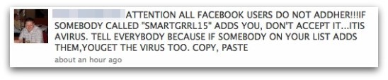 A warning about SMARTGRRL15 posted on Facebook A warning about SMARTGRRL15 posted on Facebook