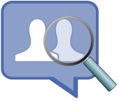 Facebook and magnifying glass