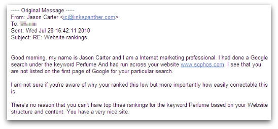 Perfume keyword spam