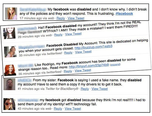 Facebook users vented their frustration on Twitter