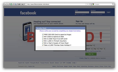 Facebook survey scam