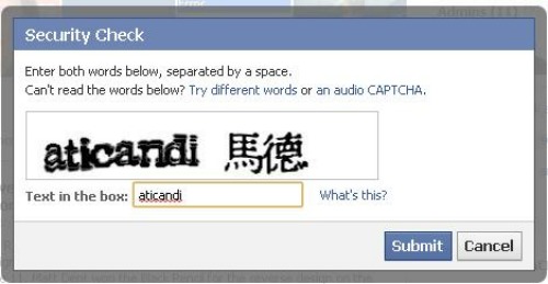 Facebook CAPTCHA fail