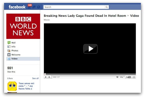 Lady Gaga is dead? Facebook scam