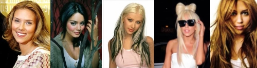 Scarlett Johansson, Vanessa Hudgens, Christina Aguilera, Lady Gaga, Miley Cyrus