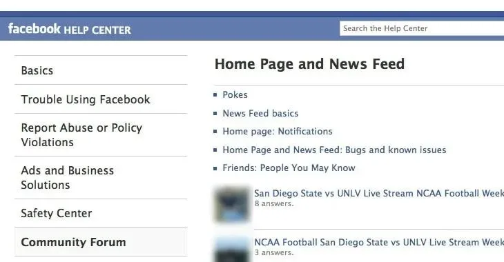 Spam attack hits Facebook’s own Help Center