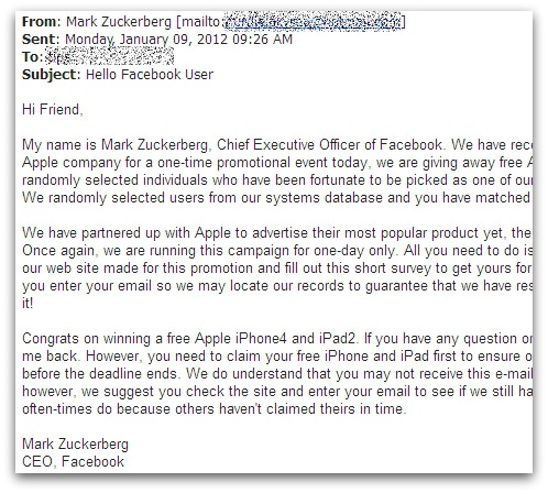 Email from Mark Zuckerberg?