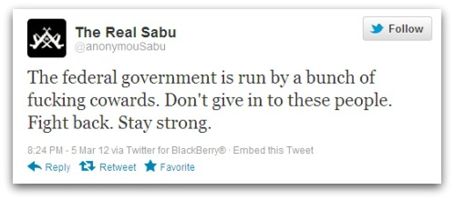 Tweet from Sabu