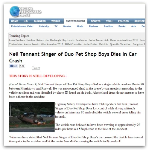 False story about Neil Tennant's death