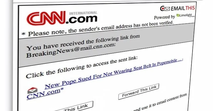 Pope sued over sexual abuse and not wearing seatbelt? Fake CNN and BBC news alerts spread malware