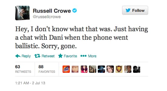 Russell Crowe tweets