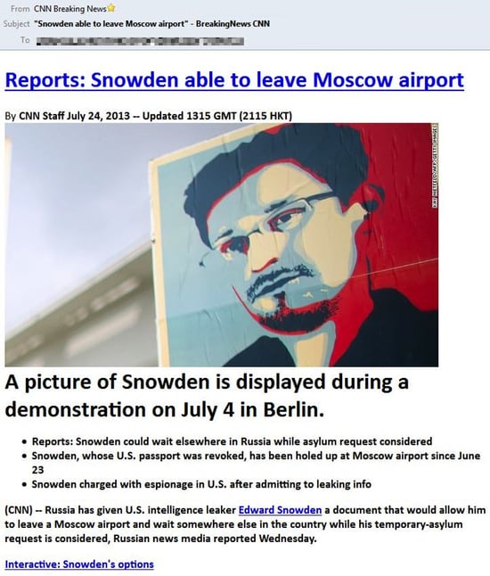 Edward Snowden breaking news email