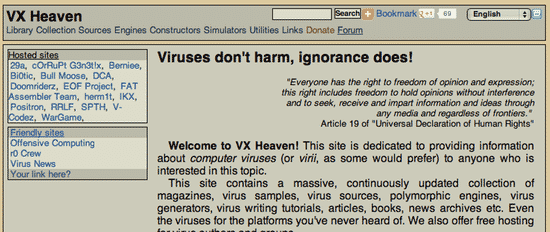 VX Heaven, old-school virus-writing website, returns from 