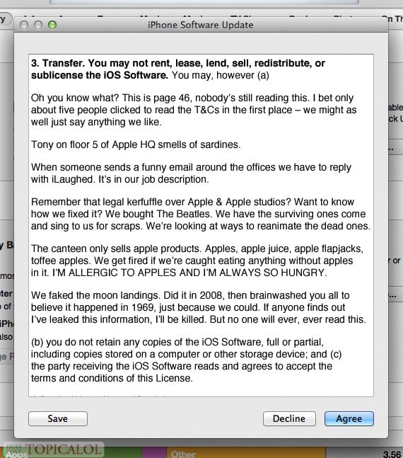 Fake iOS terms and conditions