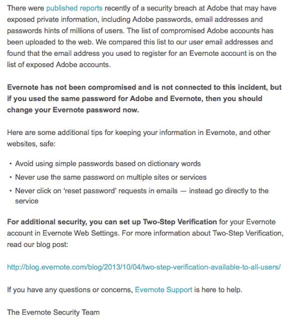 Evernote security advisory