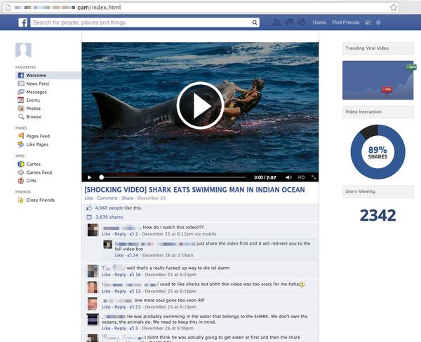 Shark Facebook scam