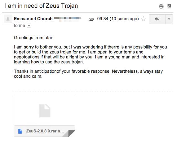 Zeus email request