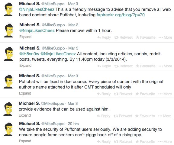 Tweets from Puffchat founder