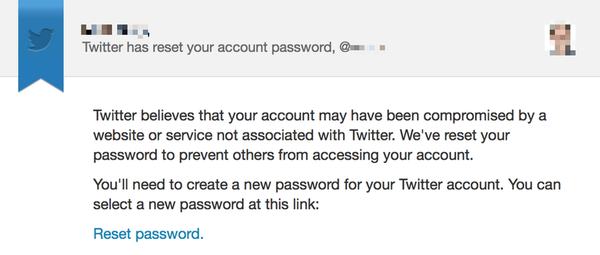 Twitter password reset email