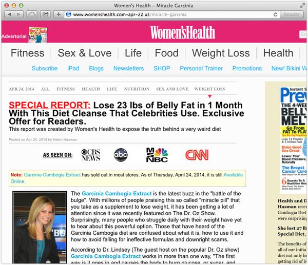 Fake Women's Health website