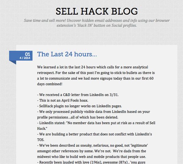 Sell Hack blog entry