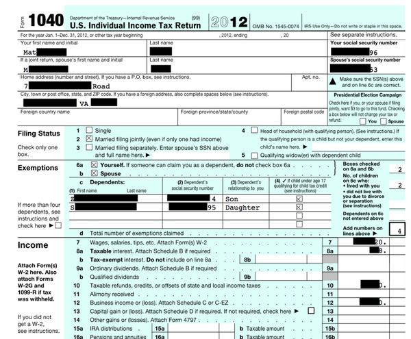 Leaked Income Tax return
