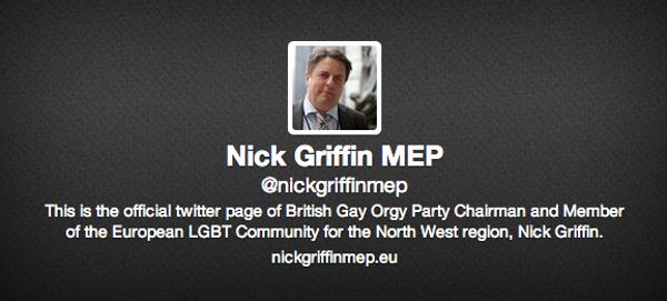 Nick Griffin Twitter profile