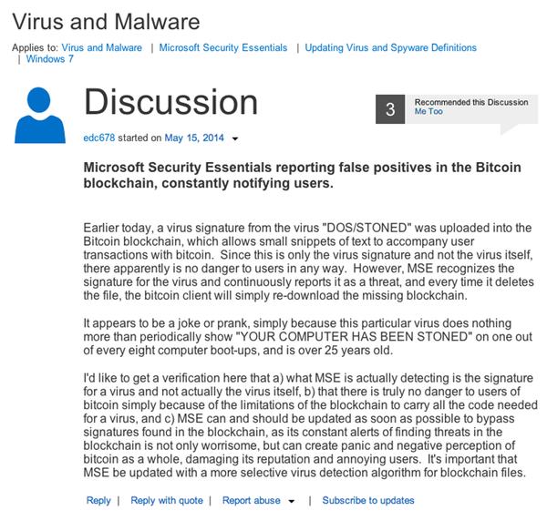 Message on Microsoft forum