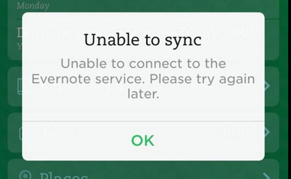 Evernote sync error