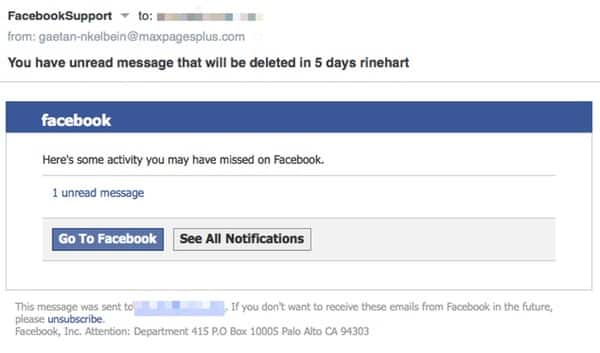 Don’t trust Facebook emails about unread messages • Graham Cluley